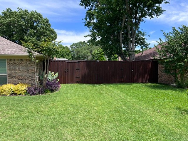 stained exterior fence
